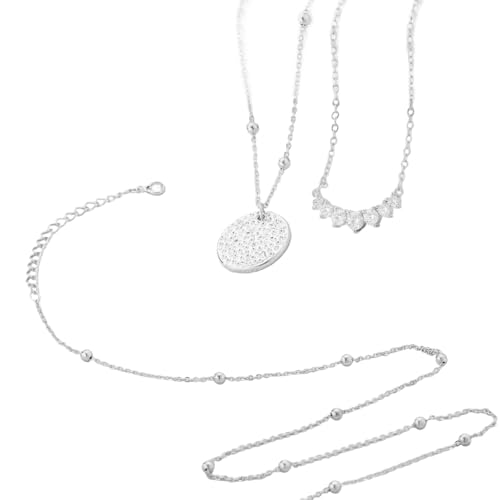 Stilvolle Damen-Halskette mit 3-lagigem Anhänger und rundem Anhänger, modisch, stapelbar, eleganter mehrschichtiger Anhänger, Einheitsgröße, Wie beschrieben, Wie beschrieben von Wkldjf