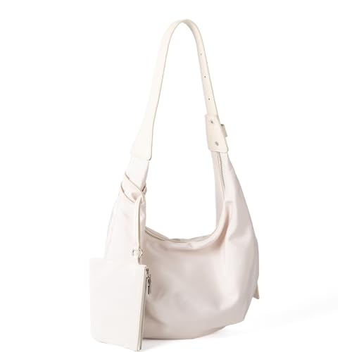 Stilvolle einfarbige Nylon-Umhängetasche, leichte Unterarm-Geldbörse mit mehreren Taschen, für den täglichen Gebrauch, Büro-Handtasche, weiß, One Size von Wkldjf