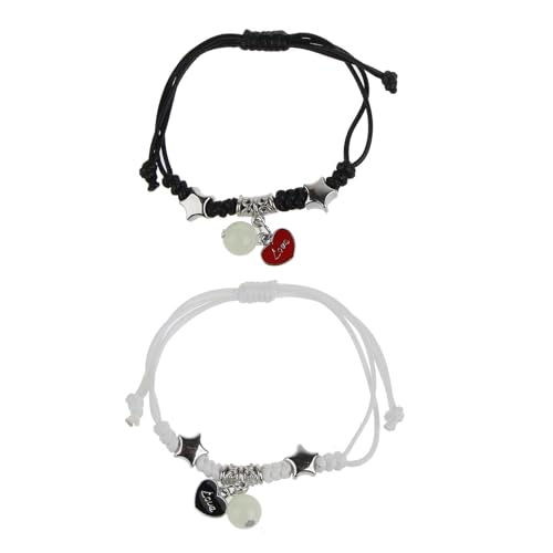 Wkldjf 2 PCs Paar Passende Armbänder Leuchtend Perlenversprechen Armband Valentinstag String Armband Einstellbarer Schmuck von Wkldjf