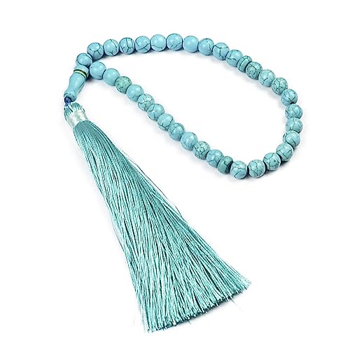 Wkldjf 33 Perlen 99 Perlen Seilkette Charm Religiöse Tasbih Gebet Türkiser Perlen Armband Frauen Männer Muslimschmuck von Wkldjf
