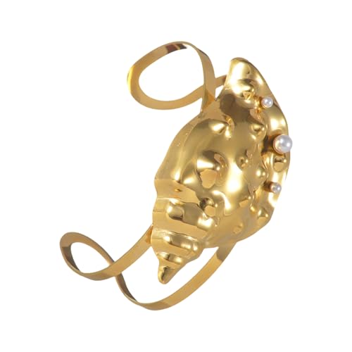 Wkldjf Offener Armreif mit Meeresstern-Muschel-Details, stilvolles Edelstahl-Mode-Accessoire für den täglichen Gebrauch, einzigartiger Charm, Strandurlaub, Einheitsgröße, Wie beschrieben von Wkldjf
