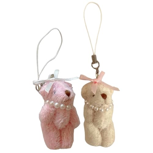 Wkldjf Packung 2 Cartoon Bären Telefon Anhänger Handgefertigte Bärenbeutel Anhänger Bear Auto Anhänger Bear Phone Chain Für Verschiedene Anlässe von Wkldjf
