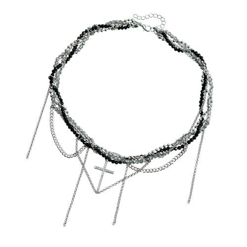 Wkldjf Praktische Robuste Glaskristalle Kreuzen Die Halskette Mit Komplizierter Schlangenkette Die Für Moderne Und Stilvolle Outfits Tragbar von Wkldjf