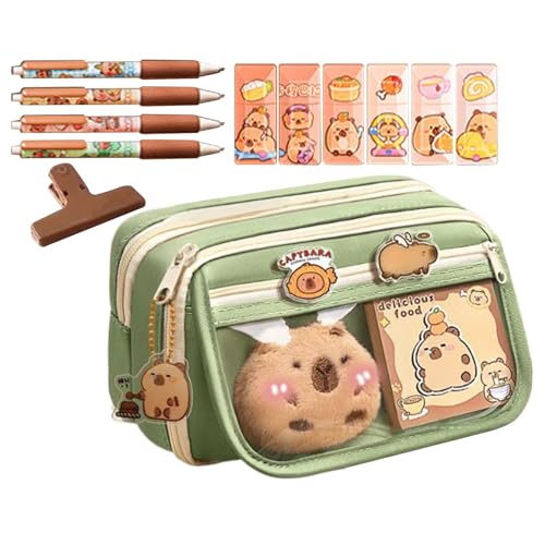 Wlikmjg Capybara-Plüsch-Federmäppchen, Capybara-Federmäppchen | Süßes 9-lagiges Federmäppchen mit großem Fassungsvermögen | Mehrschichtiges süßes Federmäppchen mit Capybara-Aufdruck für von Wlikmjg