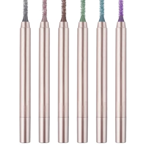 Wlikmjg Glitzer-Lidschattenstift, Lidschattenstift-Set | Wasserfestes, schimmerndes Lidschattenstift-Set - Wasserfeste, perlmuttfarbene Lidschattenstifte, 6-teiliges Aufheller-Eyeliner-Set für Make-up von Wlikmjg