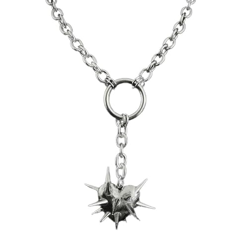 Wloisc Punk Thorns Heart Ring Anhänger Halskette Y2K Silber Gothic Choker für Frauen Mode stabile Legierung Schmuck von Wloisc