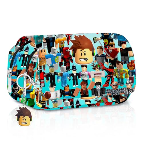 WlsqDE 2 Roblx Federmäppchen, Roblx Schlüsselanhänger, Anime Mäppchen, Cartoons Federmappe, Große Kapazität Mäppchen, Schüler Stift Organizer, Karikatur Pencil Case, Geschenke für Kinder Teenager von WlsqDE