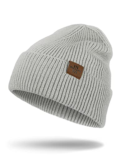 Beanie Mütze Herren Warme Acryl Haube Herren Winter Unisex Leicht und Weich, Geschenk für Freundin Männer Frauen (Hell Grau) von Wmcaps