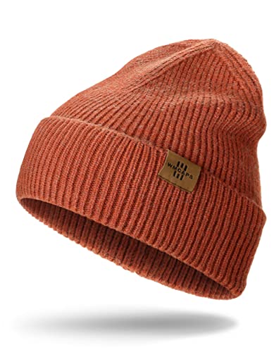 Beanie Mütze Herren Warme Acryl Haube Herren Winter Unisex Leicht und Weich, Geschenk für Männer Frauen (Rostrot) von Wmcaps