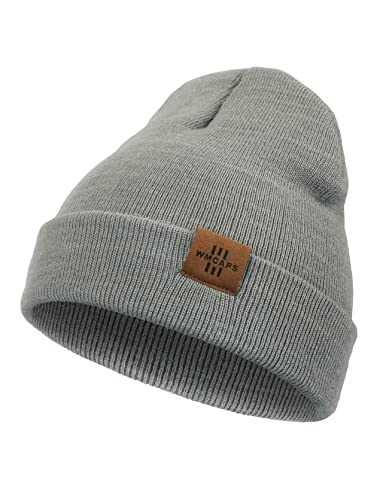 Beanie für Kinder, Dehnbare Kinder Thermo Isolierte Wolly Mütze mit Turn Up für Jungen und Mädchen, Doppelschicht für Winter Herbst, Grau.., Einheitsgröße von Wmcaps