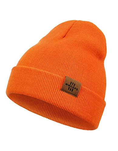 Mütze Kinder Jungen, Warme Weiche Wintermützen für Mädchen Kleinkind Baby, Doppellagige Strickmütze Kinder (Orange) von Wmcaps