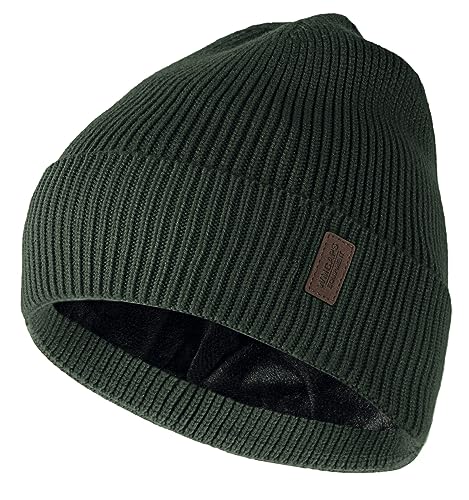 Wmcaps Beanie Mütze, Herren Winter Warme Unisex Wintermütze Strickmütze Dehnbare Weiche Wollmütze mit Bündchen und Dickem Warmem Futter Geschenk für Freundin männer Frauen (Armeegrün) von Wmcaps