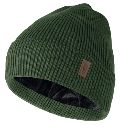 Wmcaps Beanie Mütze, Herren Winter Warme Unisex Wintermütze Strickmütze Dehnbare Weiche Wollmütze mit Bündchen und Dickem Warmem Futter Geschenk für Freundin männer Frauen (Armeegrün) von Wmcaps