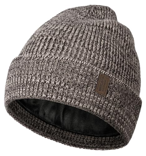 Wmcaps Beanie Mütze, Herren Winter Warme Unisex Wintermütze Strickmütze Dehnbare Weiche Wollmütze mit Bündchen und Dickem Warmem Futter Geschenke für Freundin männer Frauen, Beige/Kaffee von Wmcaps