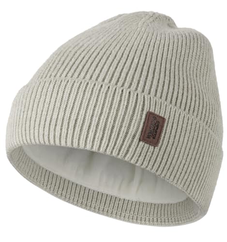 Wmcaps Beanie Mütze, Herren Winter Warme Unisex Wintermütze Strickmütze Dehnbare Weiche Wollmütze mit Bündchen und Dickem Warmem Futter Geschenke für Freundin männer Frauen, Hellgrau von Wmcaps