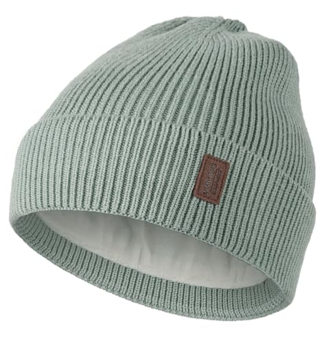 Wmcaps Beanie Mütze, Herren Winter Warme Unisex Wintermütze Strickmütze Dehnbare Weiche Wollmütze mit Bündchen und Dickem Warmem Futter Geschenke für Freundin männer Frauen, Zartes Grün von Wmcaps