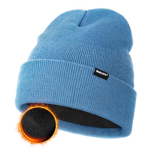 Wmcaps Klassische Mütze Herren Damen, Warm Fleece Wintermütze Strickmütze Winter Warme, Weich Stretchy, Atmungsaktiv Unisex Beanie Geschenke Männer Frauen Coole Sachen, Blau von Wmcaps