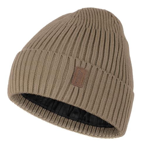 Wmcaps Mütze Herren Winter, Thermo Strickmützen für Herren, Warme Fleece Laufmütze Beanie Damen Herrenmütze Winter, Winddichte Wintermütze Männer Unisex-Mütze(Khaki) von Wmcaps