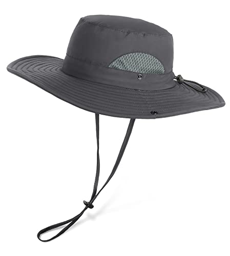 Wmcaps Sonnenhut Herren, Outdoor Safari Hut Damen, Breite Krempe Sommerhut Herren, Faltbar Wanderhut, Boonie Hat Sonnenschutz Hut Buschhut Anglerhut Gartenhut（Dunkelgrau） von Wmcaps