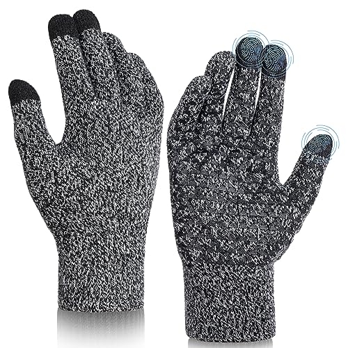 Wmcaps Winterhandschuhe Herren und Damen,Touchscreen Handschuhe,Thermo Strickhandschuhe Warm Gloves Winter, Geburtstag Weihnachten Geschenkes für Männer Gefüttert Laufhandschuhe(Schwarz und weiß) von Wmcaps