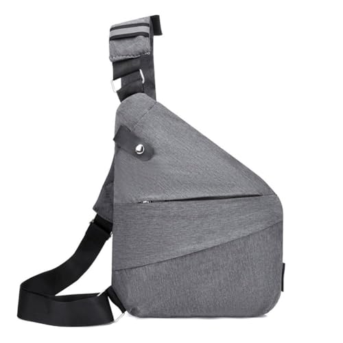 Diebstahl Crossbody-Tasche für Damen und Herren, Multi-Pocket-Brusttasche, Schultertasche, für Fahrrad, Reise, Diebstahl, wasserdichte Tasche, Graue linke Brust von Wmool