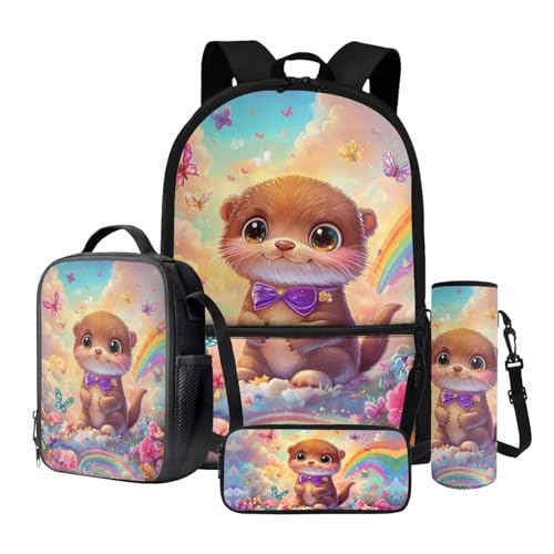 Wnbucioht 4-teiliges Schulrucksack-Set für Kinder, Jungen, Mädchen, Schultasche mit Lunch-Etui, Stiftebox, Flasche, Wasserhalter, Schönes Faultier, Kinderrucksack Wnbucioht 4-teiliges Schulrucksack-Set für Kinder, Jungen, Mädchen, Schultasche mit Lunch-Etui, Stiftebox, Flasche, Wasserhalter, Schönes Faultier, Kinderrucksack von Wnbucioht