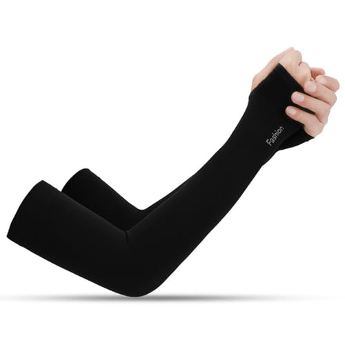 Wnddle 1 Paar Unisize Hochwertige Rutschfeste Kompressions Armstulpen für Männer und Frauen, Sport Armlinge, Arm Sleeve Gaming, Ärmlinge für Damen Herren, Arm Ärmel ​mit UV Sonnenschutz. (Schwarz) von Wnddle