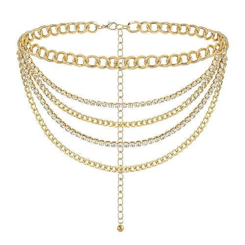 Wnddle waist chain, bauchkette gold, körperkette gold, bauchkette, Taillenkette Damen, Taillenkette Gürtel Damen Mehrschichtig Bauchkette Gürtel Verstellbare Kettengürtel Körperkette Schmuck von Wnddle