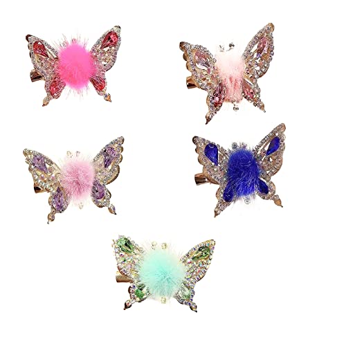 Wnvivi 5 Stück fliegende Schmetterlings-Haarnadel mit beweglichen Flügeln, bunte Strasssteine, fliegende Schmetterling-Haarspangen, Metall-Seitenclips für Frauen und Mädchen von Wnvivi