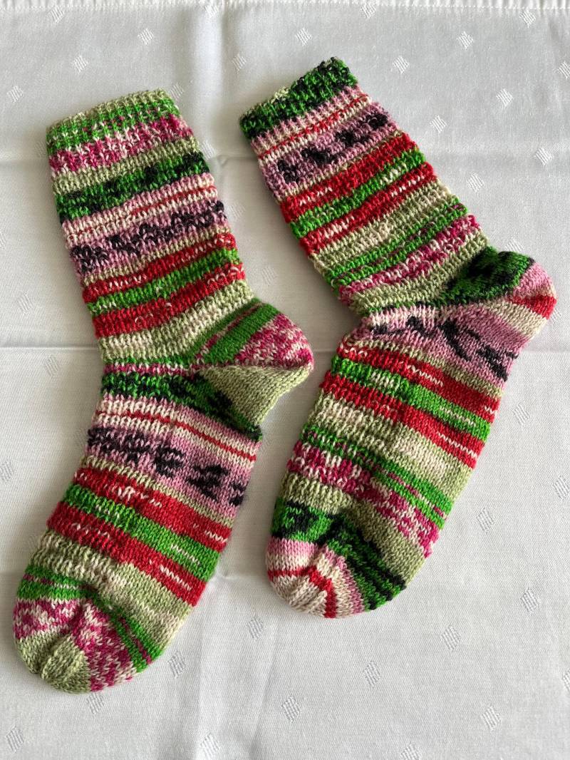 Gr. 37/38 Handgestrickte Socken Wolle Stricksocken Handmade von WoKis
