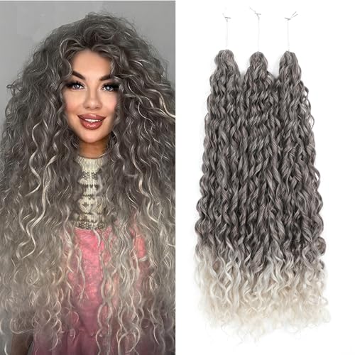 WoWCFyyds 24Inch Deep Wave Twist Curly Crochet Hair Extensions Pack Deep Wavy Air Curl Bulk Hair Synthetic Boho Braids Water Wave Crochet Hair Extension for Women (T4/56C, 24Inch-3Pack) von WoWCFyyds