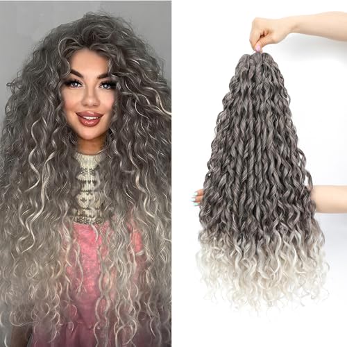 WoWCFyyds 24Inch Deep Wave Twist Curly Crochet Hair Extensions Pack Deep Wavy Air Curl Bulk Hair Synthetic Boho Braids Water Wave Crochet Hair Extension for Women (T4/56C, 24Inch-6Pack) von WoWCFyyds