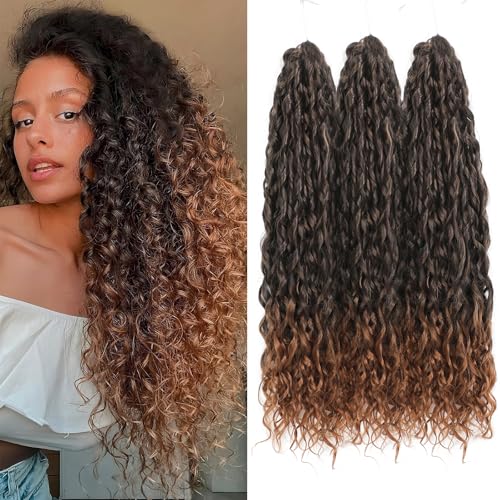 WoWCFyyds 24Inch Deep Wave Twist Curly Crochet Hair Extensions Pack Deep Wavy Air Curl Bulk Hair Synthetic Boho Braids Water Wave Crochet Hair Extension for Women (TB/30, 24Inch-3Pack) von WoWCFyyds