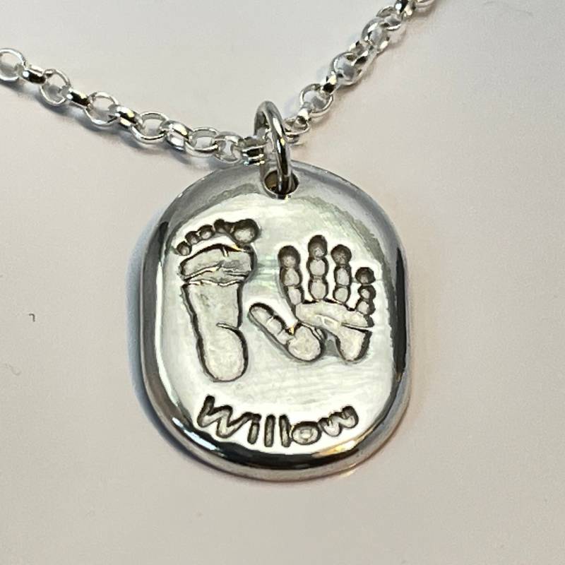 Handabdruck Halskette, Echter Handabdruck, Name, Namen Schmuck Für Mama, Geschenk Fußabdruck von WoWSilver
