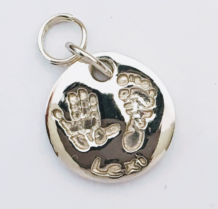 Runder Armband Charme Handabdruck Charme, Personalisierte Fußabdrücke, Geschenk Für Mütter, Charms, Fußabdruck, Schmuck von WoWSilver