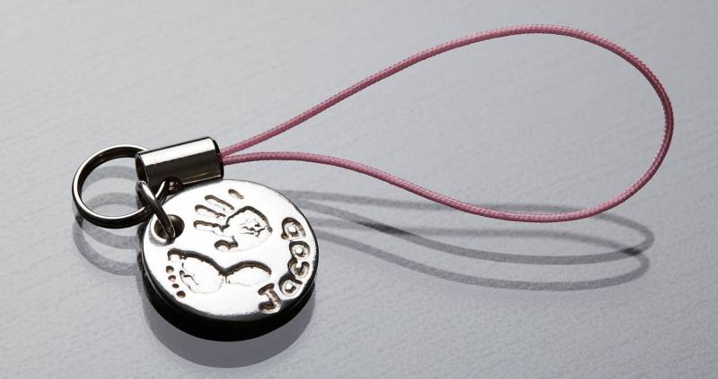 Runder Bettelanhänger Für Handy Oder Handtasche - Personalisierte Handabdrücke Fußabdrücke von WoWSilver