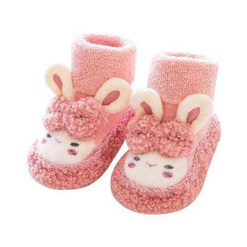 Woaikeyu Kinder Jungen und Mädchen Freizeitschuhe Flache Hausschuhe Winter Baby Jungen und Mädchen süß und warm für den ersten Spaziergang, Rosa, 19 EU von Woaikeyu