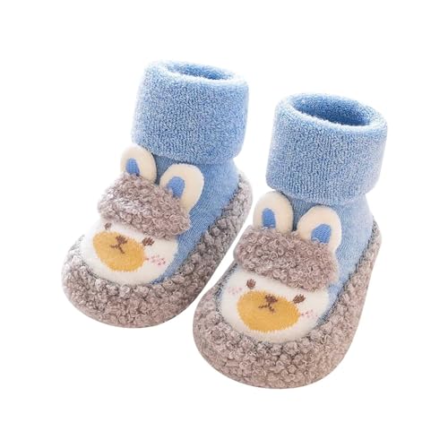 Woaikeyu Kinder Jungen und Mädchen Freizeitschuhe Flache Hausschuhe Winter Baby Jungen und Mädchen süß und warm für den ersten Spaziergang, blau, 20 EU von Woaikeyu