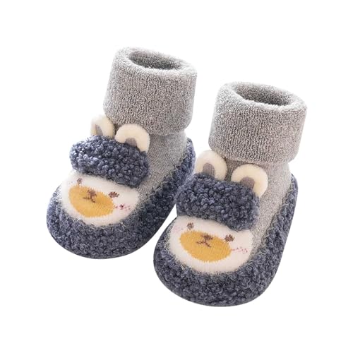 Woaikeyu Kinder Jungen und Mädchen Freizeitschuhe Flache Hausschuhe Winter Baby Jungen und Mädchen süß und warm für den ersten Spaziergang, grau, 20 EU von Woaikeyu