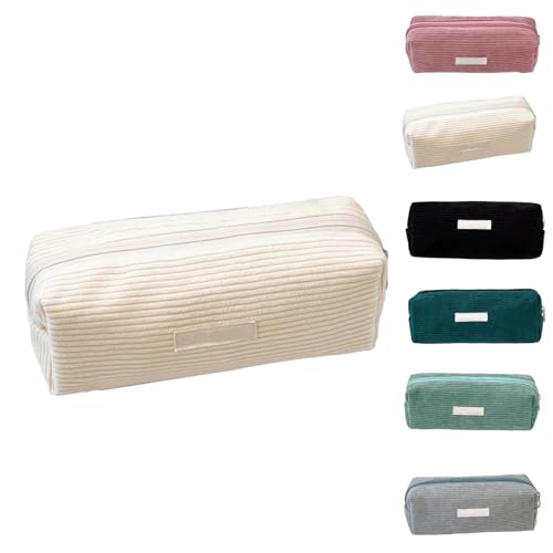 Woalopted Federmäppchen, Mäppchen Cord Stoff, Multifunktionale Federmäppchen Organizer Hülle,Make-up Tasche, Stilvoller Einfacher Stiftbeutel Mit Praktischer Reißverschluss von Woalopted