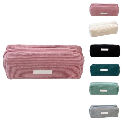 Woalopted Federmäppchen, Mäppchen Cord Stoff, Multifunktionale Federmäppchen Organizer Hülle,Make-up Tasche, Stilvoller Einfacher Stiftbeutel Mit Praktischer Reißverschluss von Woalopted