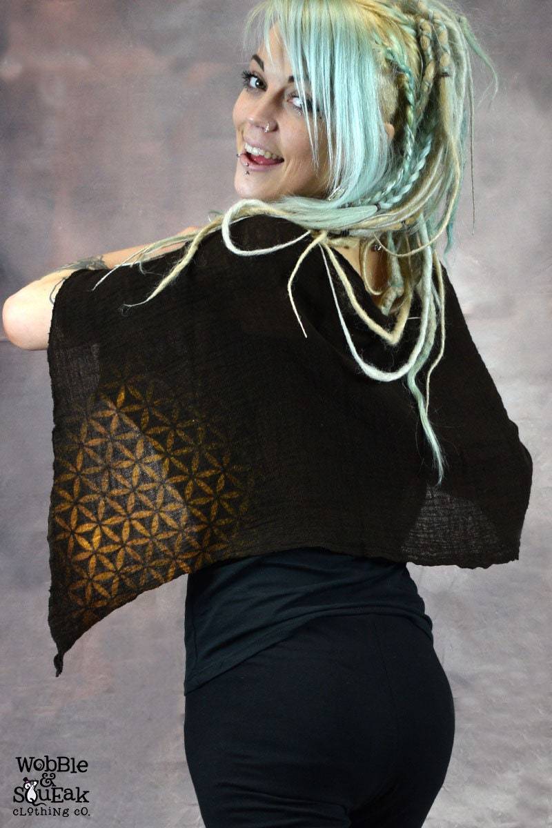 Bio Baumwolle Poncho Schal Top Blume Des Lebens Heilige Geometrie von WobbleandSqueak