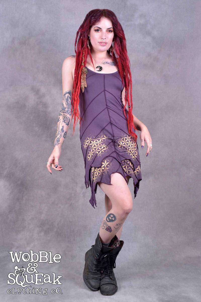 Blatt Kleid Blume Des Lebens Heilige Geometrie Pixie Hippy Layered Psytrance Festival Glastonbury Fair Trade von WobbleandSqueak