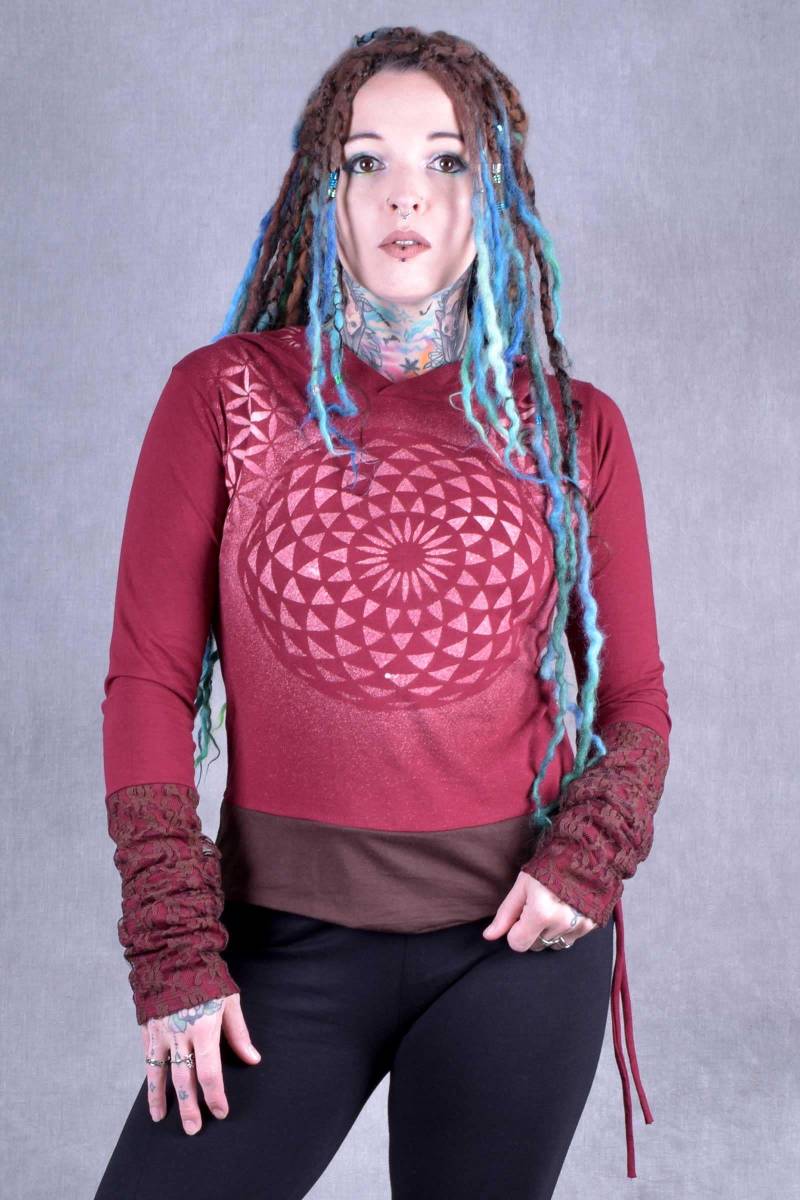 Handgemachte Heilige Geometrie Kapuzen Pullover Festival Top von WobbleandSqueak