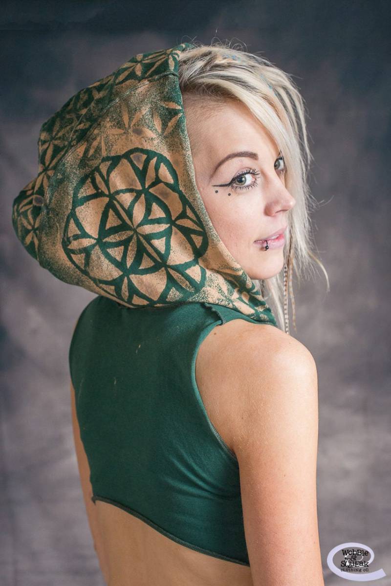 Kapuzenweste Heilige Geometrie Blume Des Lebens Pixie Hippy Psytrance Festival von WobbleandSqueak