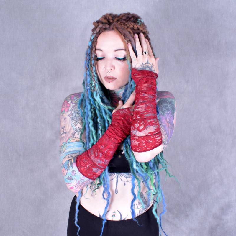 Pixie Spitze Handschuhe Dehnbar Psytrance Manschette Armstulpen Fingerlos Hippy Einheitsgröße von WobbleandSqueak