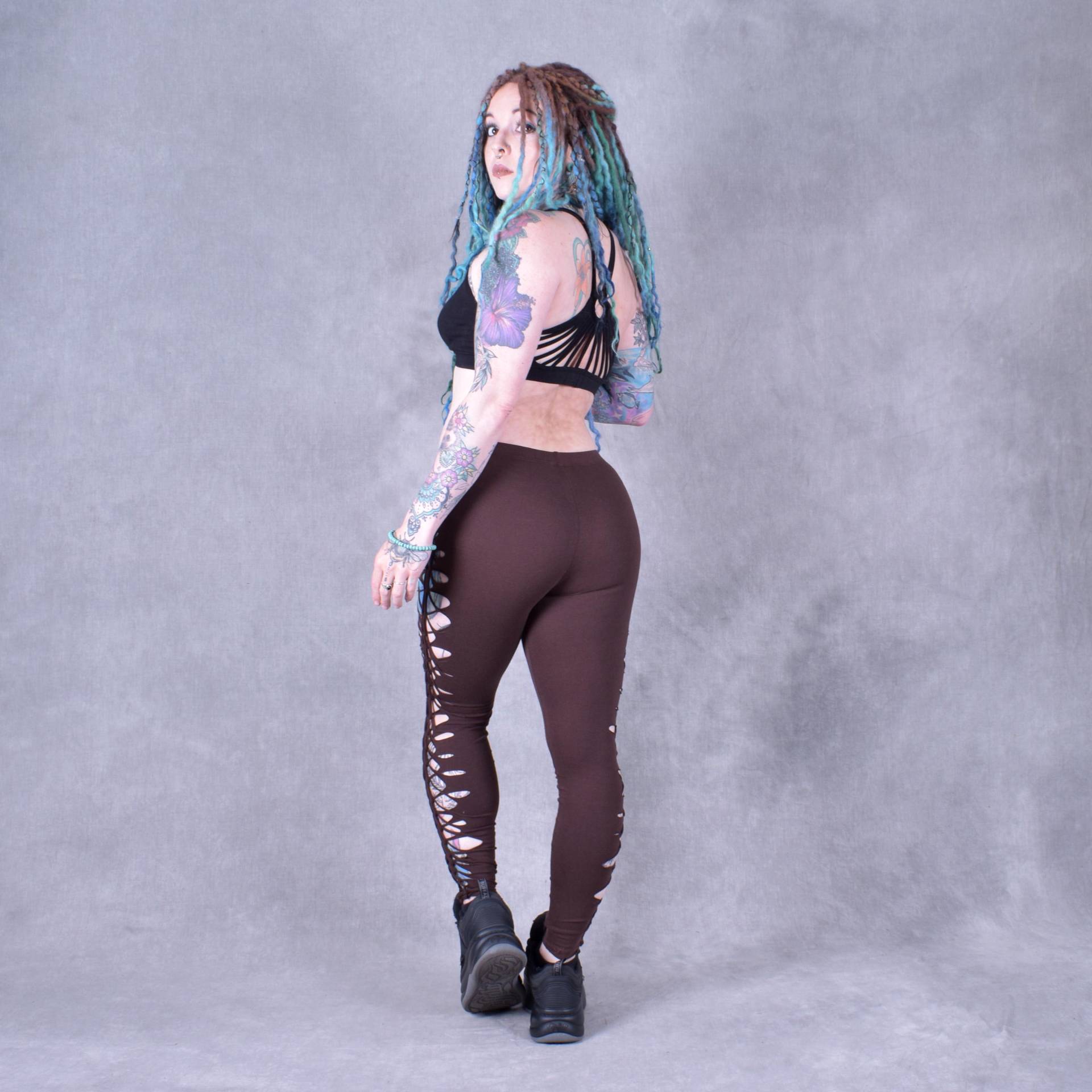 Wobble Leggings Knochen Schlitz Und Weave Custom Psytrance Festival Hippy Pixie von WobbleandSqueak