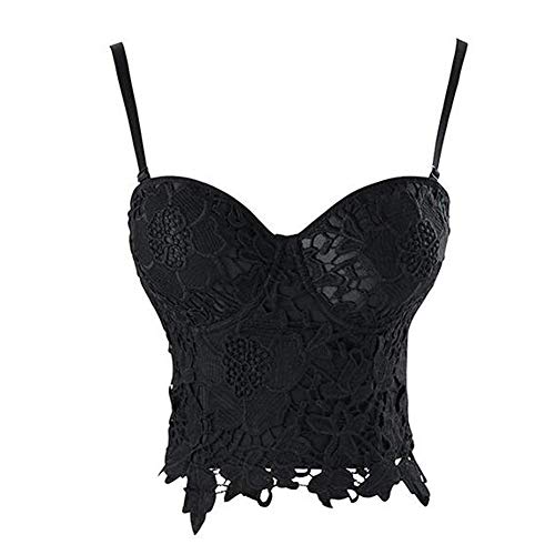 Woboren Damen Bustier Dünn Weich Lace BH Spitze Bluse Tops (Schwarz, L) von Woboren