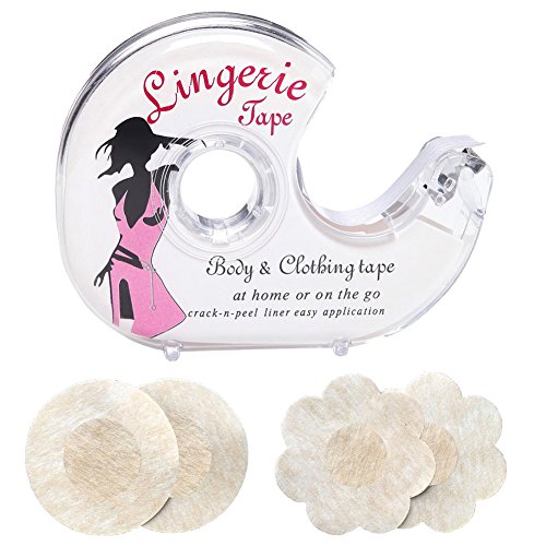 Woboren Damen Fashion Tape/doppelseitiges Textil - Haut Klebeband Großpack mit Abroller (one size, fashion tape & 4 pairs nipple cover) von Woboren