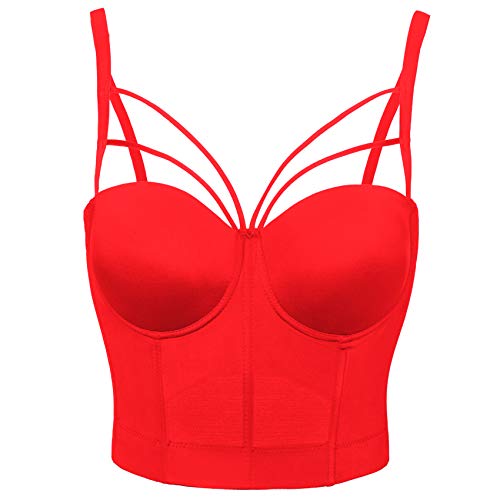 Woboren Damen Frauen BH Feste Weste Atmungsaktiv Push Up Sport-BH Der läuft Lässig Tank (Rot, XS) von Woboren